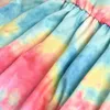 Clothing Sets Kids Toddler Girls 2 Pcs Spring Autumn Clothes Long Sleeve Round Neck Tie Dye Shirts Patchwork Denim Pants 1-6Years