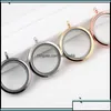 Lockets halsband hängsmycken smycken legering runt flytande hänge för kvinnor män po levande minnes glas charm halsband fashi dhk otjsk