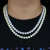 Choker High Quality 5A Clear Square Cz Paved Hip Hop Cluster Link Tennis Chain Necklace For Men Boy Party Birthday Gift