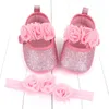 First Walkers 2022 Bowknot Pailletten Baby Mädchen Schuhe Infant Geboren Prinzessin Haarband Mädchen Geburtstag Party