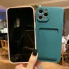 Capas de silicone líquido de bolso de cartão para iphone 15 14 pro max 13 12 11 x xs xr 8 plus macio tpu cartão de crédito caixa de slot de cartão móvel capa traseira rosa preto verde pele branca