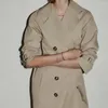 Trenchcoats för kvinnor Höstkläder Retro Casual Lös Dubbelknäppt Mode Overknee Coat