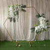 Décoration de fête fer forgé arc décor accessoires de mariage hexagone étagère scène cadre fond jardin métal fleur support