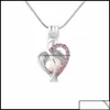 Locket, collane, ciondoli a pendenti gioielli all'ingrosso alla moda sier gage perla placcata cuore con zircone a 8 colori, ciondolo di medaglione f otn9q