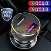 36W Metall Dual QC 3.0 Digital LED Display Dual USB Auto Ladegerät für Handy Schnellladung für iPhone Samsung Xiaomi Huawei Aufladen Automobilelektronik Kostenloses Schiff