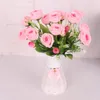 Decorative Flowers Aritificial Rose Fake Silk Floral Bouquet Decor For Wedding Party Favor Home Desk Ornament DIY Crafts Supplies -