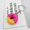 Party Favor Mignon Donut Porte-clés Simulation Alimentaire Dessert Sac Pendentif Double Face PVC Caoutchouc Souple Porte-clés Sea Shipping RRC280