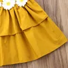 Vestidos de menina Apliques de flor de bebê Cor de cor sólida Princesa Tutu Vestido 3-36M infantil infantil infantil roupas de verão sem mangas de verão