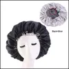 Akcesoria do włosów solidne kobiety satynowe duża maska ​​dla damskiej czapki snu kapelusz head hair akcesoria z regulowanym guzikiem 10pcs DRO Dhyg0