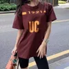 女性のTシャツデザイナー女性ゆるんだTシャツデザインレタークルーネックロングコットンカジュアル半袖ジョーカーショーシンTシャツ妖精の女性51ma