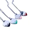 Women Classic Fashion S925 Sterling Silver Blue Pink Black Splash Enamel Heart-Shaped Necklace Luxury Brand Jewelry Gift