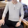 Men's T Shirts Men's Clothing Spring And Autumn Long Sleeve T-shirt Trend Solid Color Pullover V-neck Men Shirt