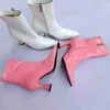 Women Boots Fashion Pointed Patent Leather Candy Color Overshoot Solid Medium Th