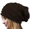 Hem stickad lång mössa överdimensionerad skidhatt slouchy skallies hattar kvinnor män vinter ull varm hatt unisex