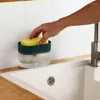 Bottiglie di stoccaggio Pompa per dispenser di sapone con spugna Pressa manuale per pulizia Contenitore di liquidi Organizzatore Utensile da cucina