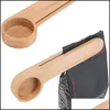 Spoons Flatware Kitchen Dining Bar Home Garden Spoon Wood Coffee Scoop With Bag Clip Tablespoon Solid Beech Wooden Measuring Scoops