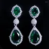 Dangle Earrings 8 اختيارات الألوان السماء الأزرق الأحمر العقيق الوردي الزركون الزركون الفضة مطلي بالنساء للنساء M02-E0052