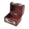 Pochettes à bijoux 1 pièces Vintage carte en bois boîte de rangement métal verrouillage boutons de manchette étui de poitrine