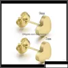 Stud Jewelry Fashion High Quality Brief Stainless Steel Heart Wholesale Electroplated Gold Black Earrings Drop Delivery 2021 Qvs Otrx3