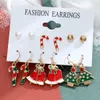 Christmas Series Snowflake Bell Ear Stud Combination Set Hot for Foreign Trade Cartoon Oil dripping Crutches Elderly Earrings Female