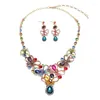 Ketting oorbellen set xl125 mode bloem kristal vrouwen luxe bruiloft sieraden feest cadeau