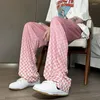 Calça masculina 4 coloras mapeadas moda manta larga perna larga coreana solta gelo reto seda mass de tamanho calças s-5xl