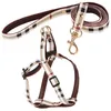 Dog Collars Leashes Designer Dog Collar And Leashes Set Classic Plaid Leather Leash Step In Pet Harnesses For Small Medium Dogs Ca Dh0Od