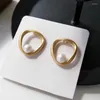 Orecchini a bottone moda carina piccola perla geometrica per donna 2022 oro accessori per gioielli alla moda coreani regali per feste estive