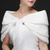 Ivory Faux Fur Ribbon Tie Shawls Sleeveless Wrap and Shrug for Evening Dress Autumn/Winter Stoles Warm Capelet for Ladies