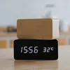 Relojes de mesa de escritorio Control de sonido multicolor Despertador LED cuadrado de madera Termómetro digital de escritorio Pantalla de fecha USBAAA 221031