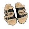 Plugus Slippers de grossa feminina sola de um bot￣o de um bot￣o de l￣ de l￣ de l￣ pregui￧osa