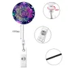 Nyckelringar Kawaii Flower Infällbart sjuksköterska Doktor ID -kort Badge Holder Ring Lanyards Office Supply Gifts 360 Rotating Alligator Clip SMT07