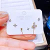 Stud Earrings Delicate 3 Pairs Cubic Zircon Crystal Star Gold Color Women Set Christmas Jewelry