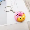 Party Favor mignon donut porte-clés simulation nourriture dessert sac pendentif double face PVC caoutchouc souple porte-clés Sea Shipping RRC400