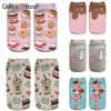 SOCKS NIEUWE DONUT VOEDSEL FUITTERPRINT 3D Women Kawaii Ankle Cute grappige happy calcetines unisex sokken Harajuku drop levering 2022 smt2u