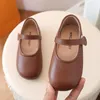 Flat Shoes Girls Leather Toddler 2022 Spring Autumn Baby Solid Color Simple Retro Princess Dress Children Non-slip Soft Flats