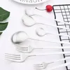 Ensembles de vaisselle Blanc Argent Acier inoxydable Mat Ensemble Couteau à dîner Cuillère à glace Fourchette à thé Couverts à café Couverts