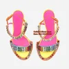 Sandals Designer Crystal embelezado salto alto