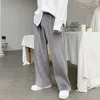 Pantalones plisados para hombre, ropa de calle informal de pierna ancha con cintura elástica a la moda para hombre, pantalones rectos holgados de hip-hop coreanos para hombre