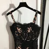 Luxury Designer Womens Dress Sexy Leopard Lace Dresses Vintage Street Style Sling Dress