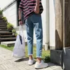 Men's Jeans Summer Men's Slim Fashion Washed Solid Color Casual Straight Jean Pants Men Streetwear Wild Hip Hop Denim Trousers Mens