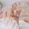 Cluster anneaux de cluster anneaux coréens de design bijoux de mode exagéré rose cristal fleur de fleur luxe de fête brillante ouverture adju dhlv7