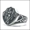 Cluster-Ringe Cluster-Ringe Unisex Kreuz Saint Michael 316L Edelstahl Est Shield Ring Drop Lieferung 2022 Schmuck Dhk7F