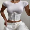 Bustiers & Corsets Women's Wide Waist Belt Corset Solid Color Sexy Tie Bodycon Waspie Clothing Female Costume Decor White/Black Slim