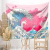 Tapestries Cute Pink Kanagawa Wave Tapestry Wall Hanging Japanese Art Living Room Bedroom Dorm Decoration Vintage