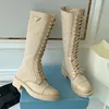 Boots Martin Boot Rubber Boots الركبة الدانتيل حتى أحذية جلدية لامعة مريحة