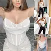 Bustiers Corsetsホワイトセクシーなコルセットクロップトップ女性クラブパーティーショートチューブトップ衣類レディタンクトップバスティア