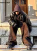 Men's Oversized Black Pu Leather Bomber Jacket - Thick Warm Hood, 2024 Autumn/Winter