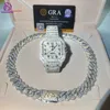 שרשרת קישור קובנית VVS Moissanite בהתאמה אישית שרשרת תכשיטי אופנה היפ הופ אייס אאוט שרשרת מיאמי מכסף 925 באיכות גבוהה