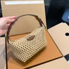 Brand Designer Summer Woven Shoulder Bag for Women Straw Shoulder Purse handbag with Leather Strap and Zipper Closure Yuki052